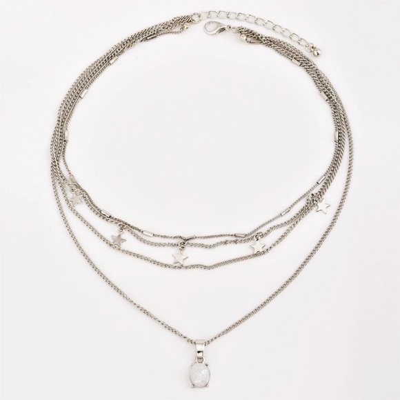 New Silver Layered Opalite Star Necklace - Picture 5 of 7